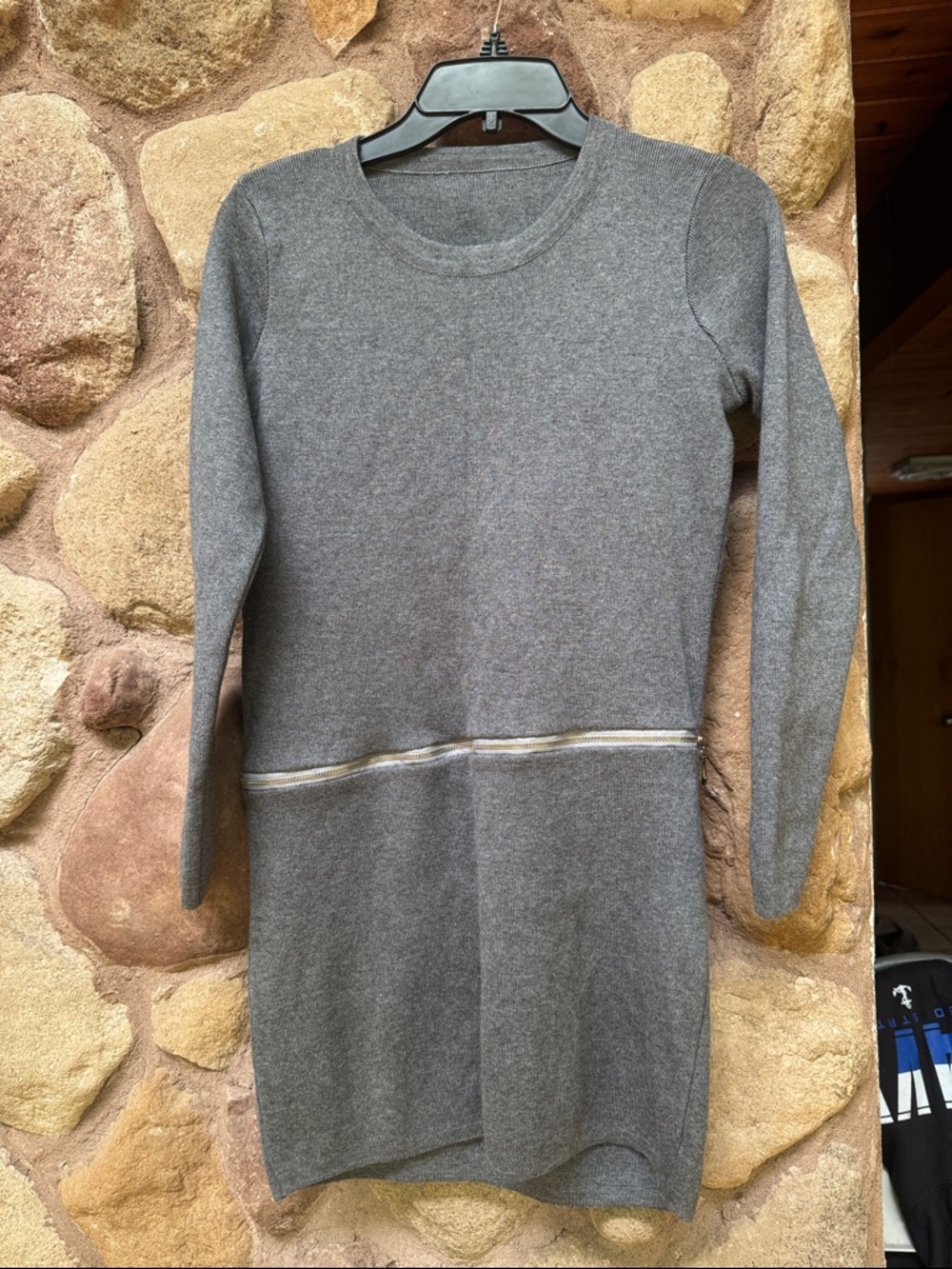 Charcoal Gray Long Sleeve Knit Dress